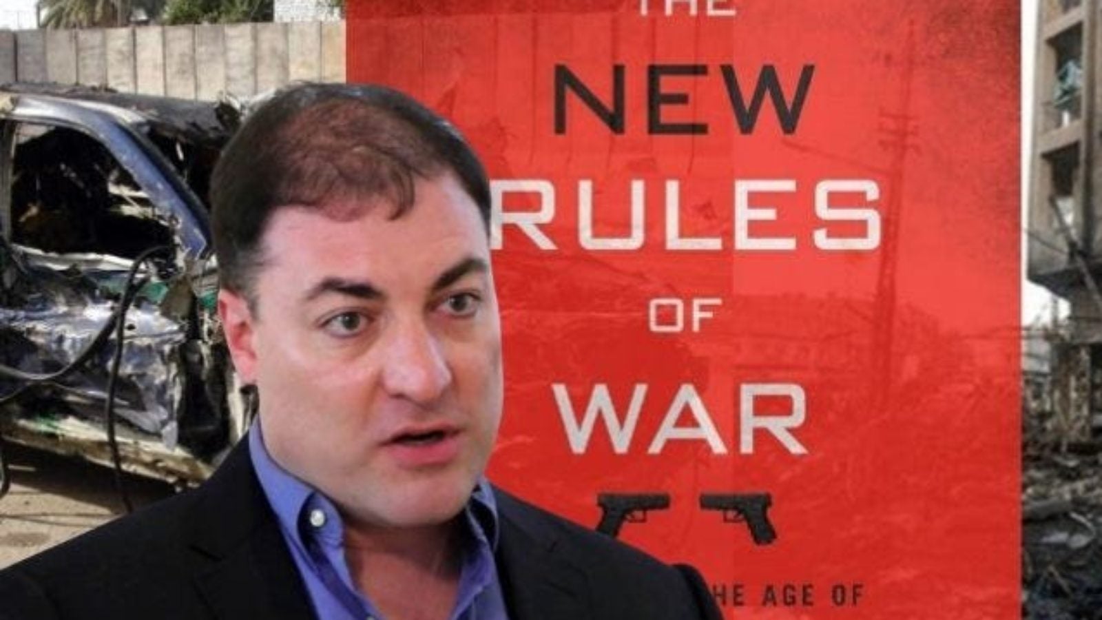 Sean McFate in front of his book, the New Rules of War