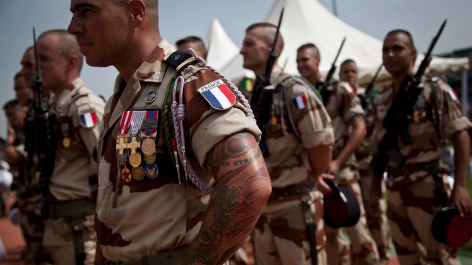 French soldiers attend the inauguration of Ibrahim Boubacar Keita as the president of Mali