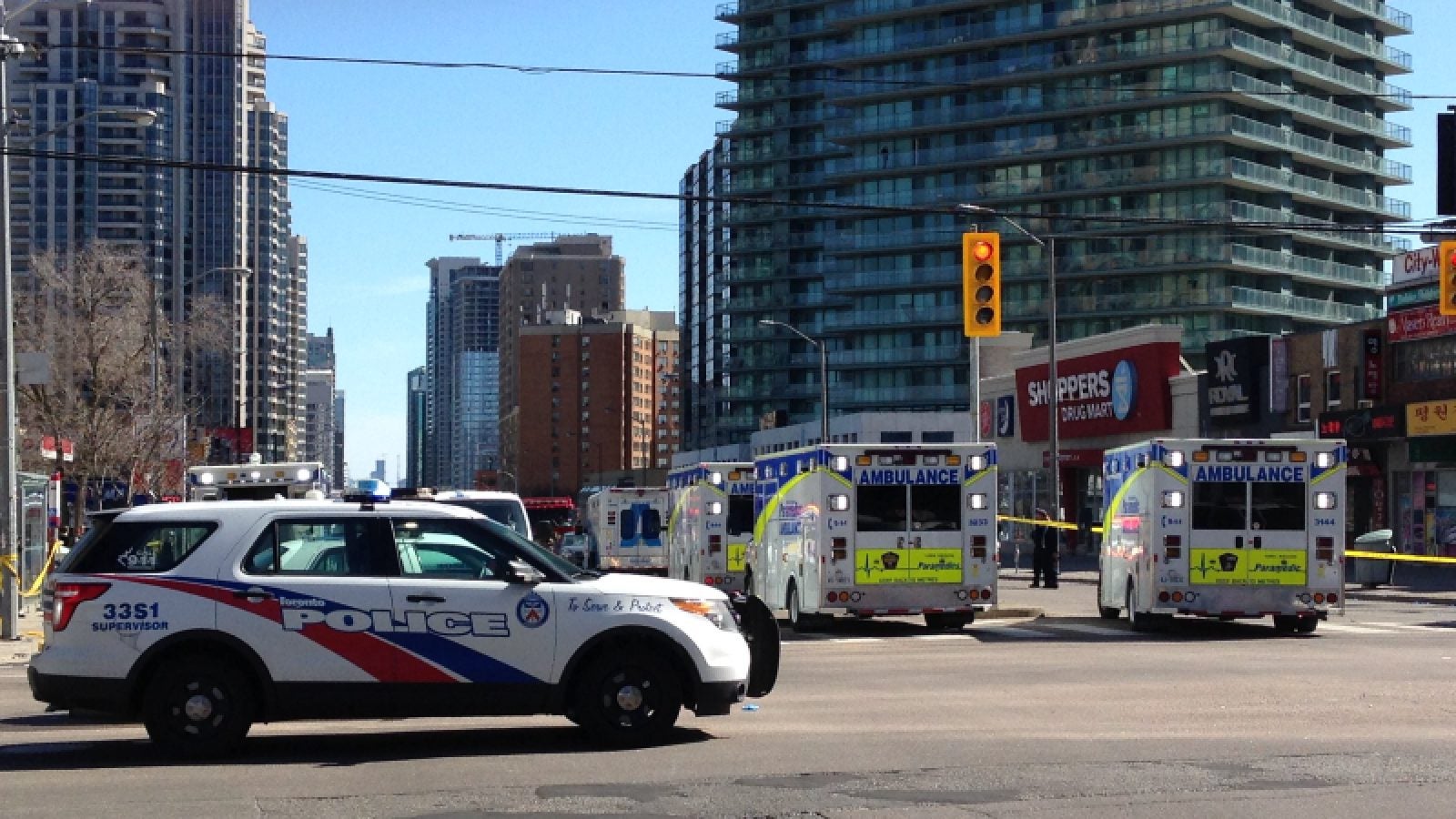 Police and paramedics respond to a truck ramming attack in Toronto, Canada