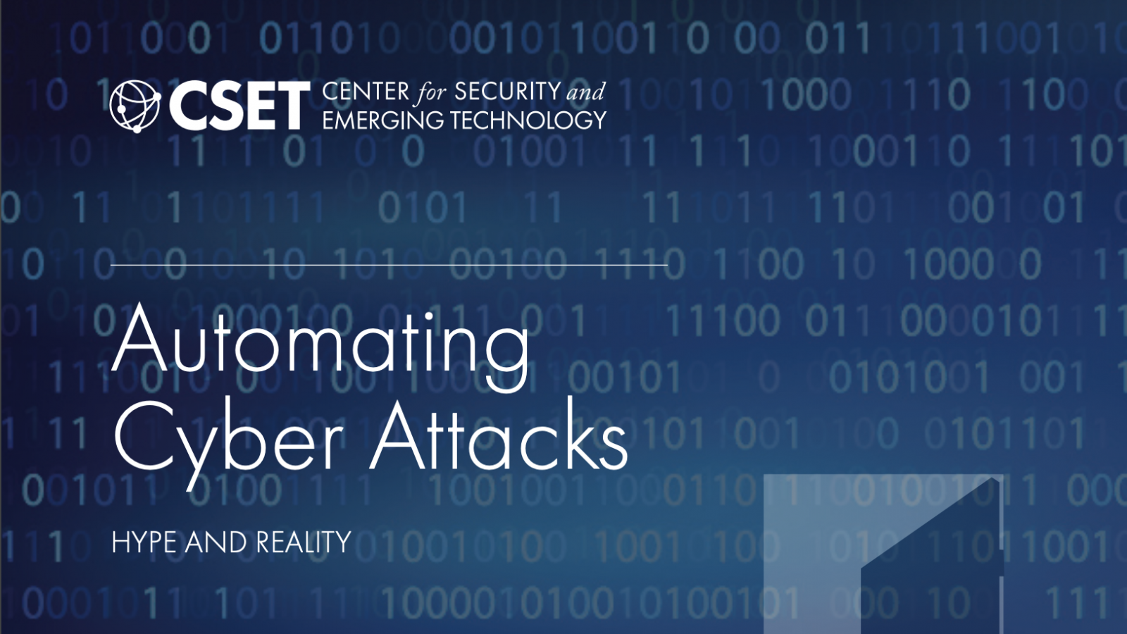 Cover of the &quot;Automating Cyber Attacks&quot; report by CSET