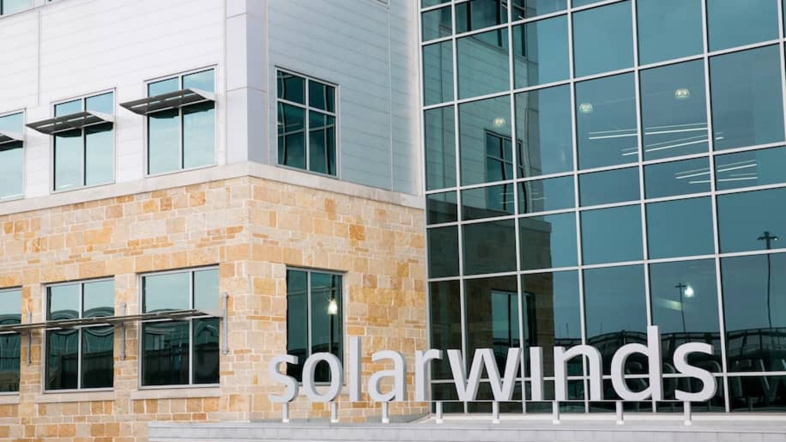 A building with the SolarWinds logo