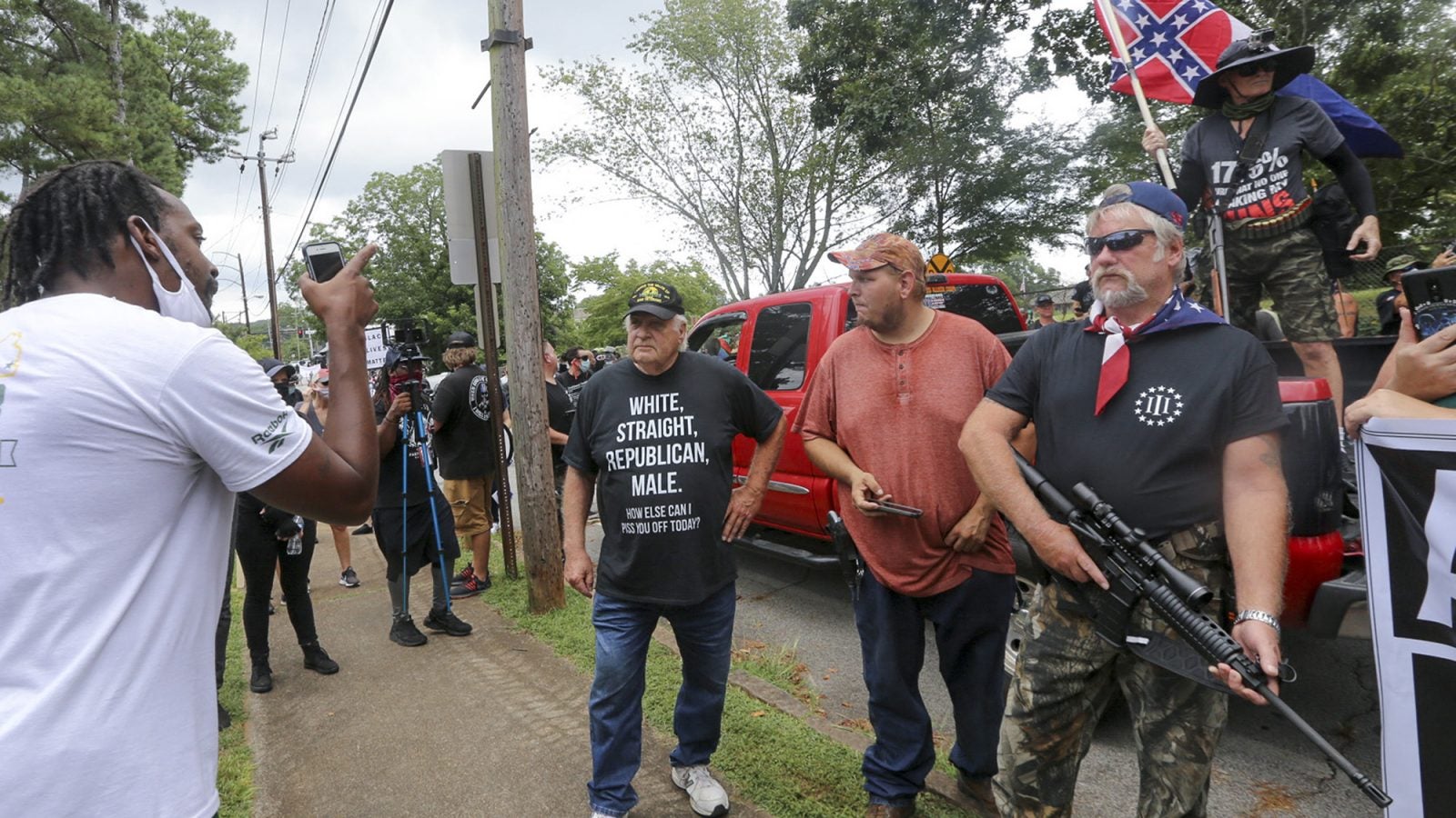 Counterprotestors face off with far right groups